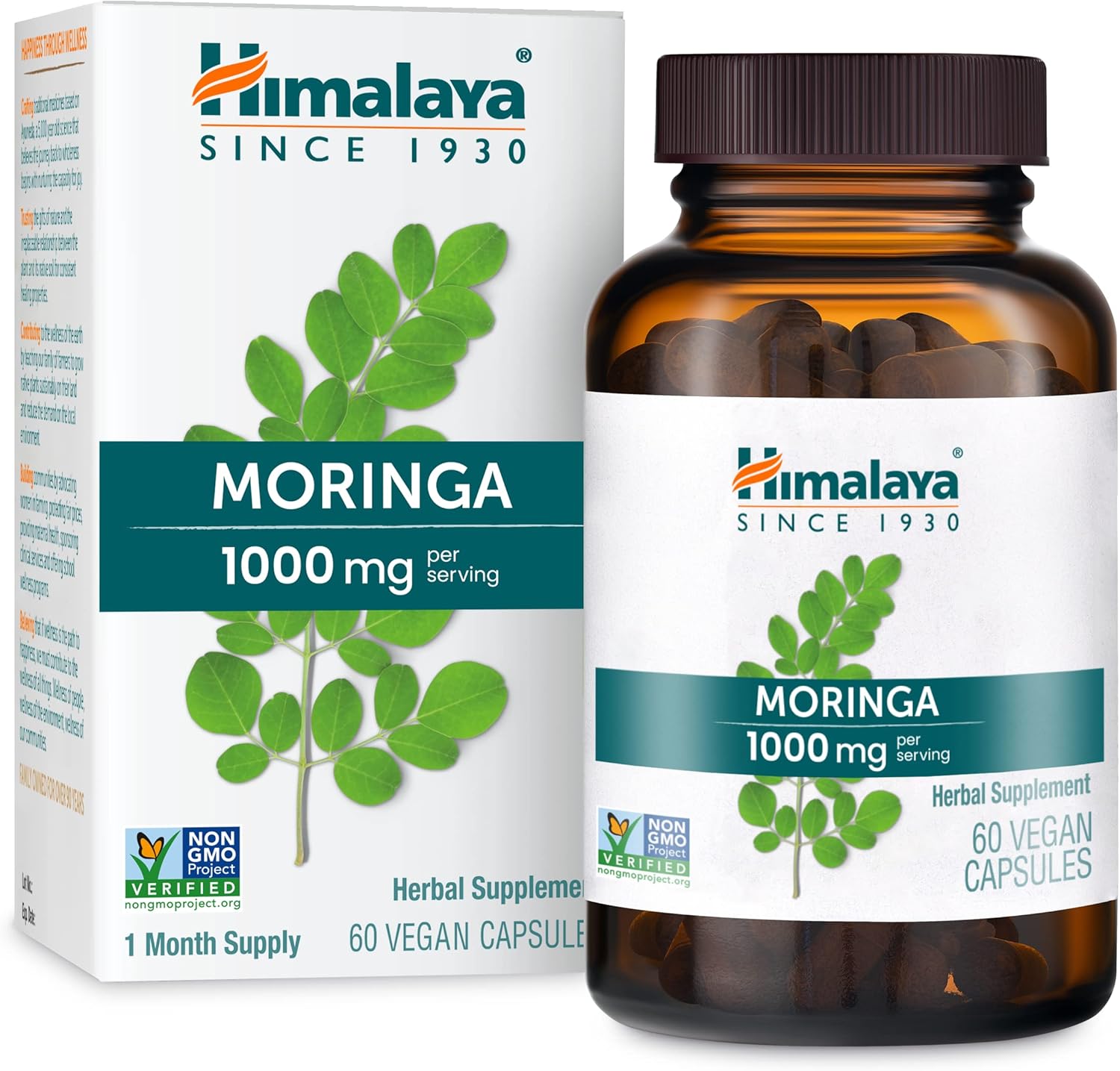 Himalaya Moringa 1000mg herbal supplement bottle front view