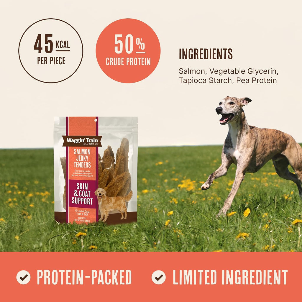 Back of packaging showing ingredients for Waggin' Train treats
