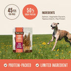 Back of packaging showing ingredients for Waggin' Train treats