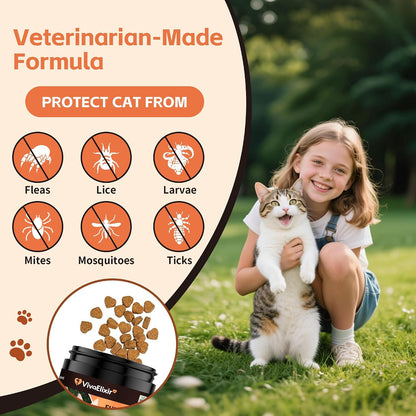 Veterinarian formulated natural flea tick and mosquito defense for cats supplement jar