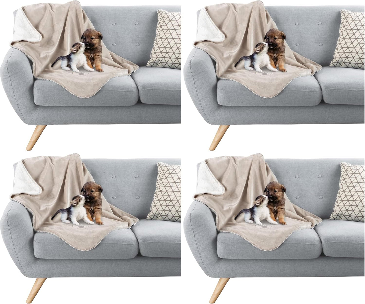 Premium imported sherpa dog blanket draped elegantly over a bedroom mattress