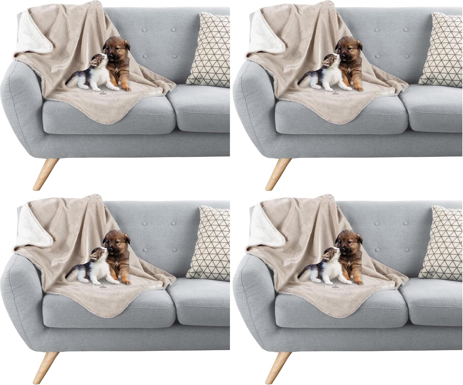 Premium imported sherpa dog blanket draped elegantly over a bedroom mattress