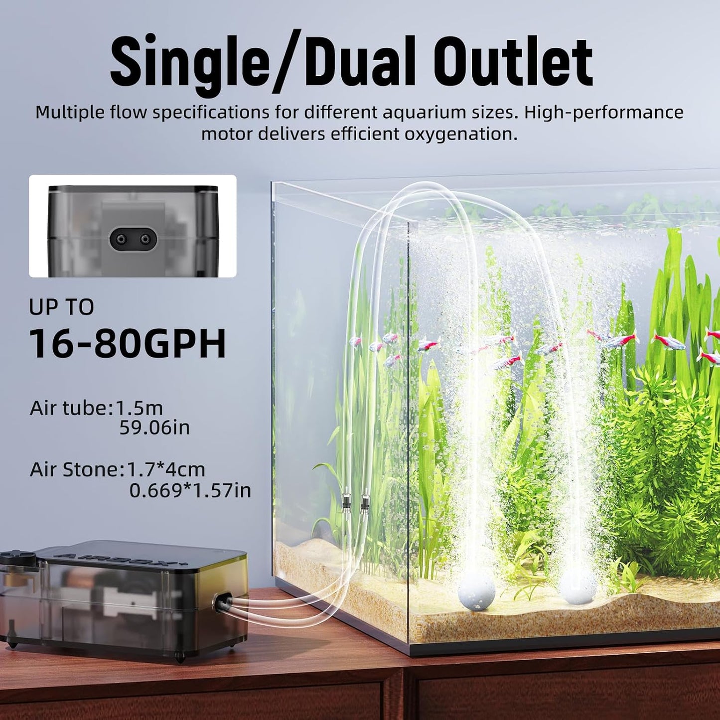 Aquasmith quiet aerator setup in a 30 gallon fish tank