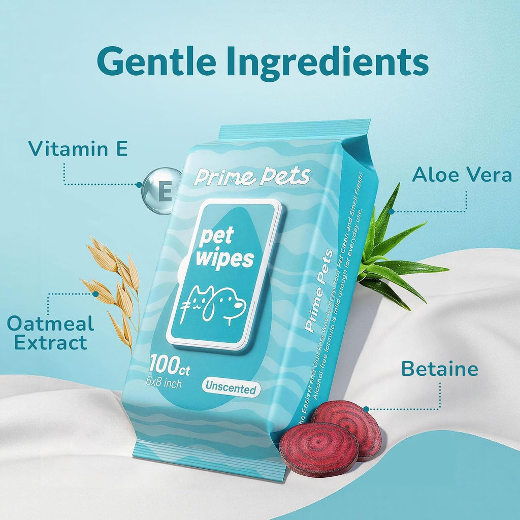 Alcohol free fragrance free pet cleaning wipes for dogs and cats