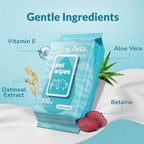Alcohol free fragrance free pet cleaning wipes for dogs and cats