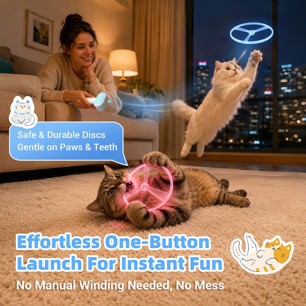 Cat Fetch Toy with Flying Disc Launcher, Rechargeable & Large-capacity - Image 7
