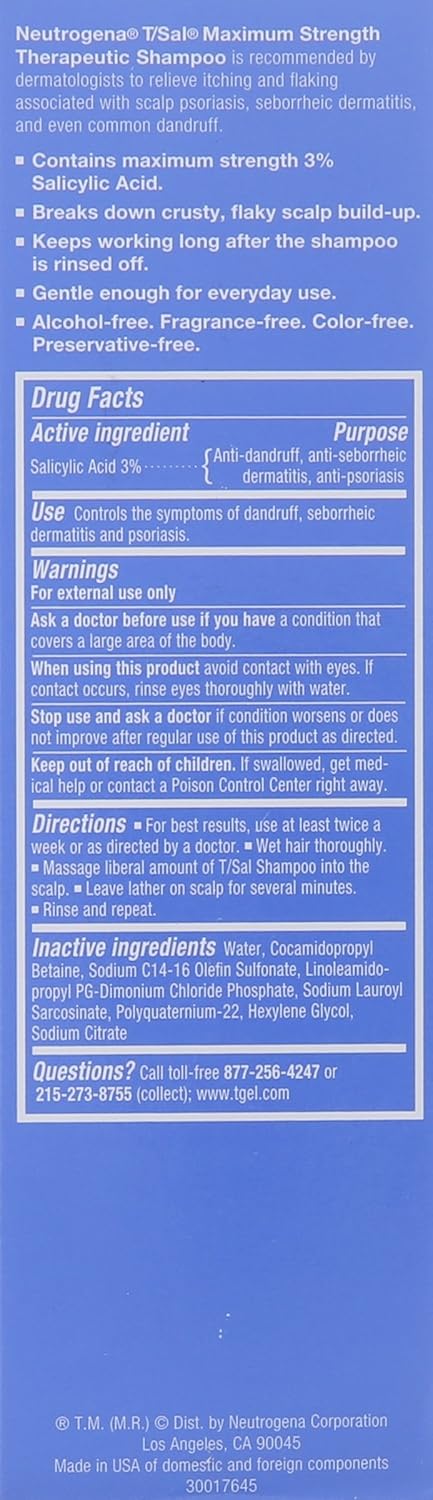Neutrogena T/Sal Therapeutic Shampoo, Scalp Build-Up Control 4.5 oz, 130 fl oz - Image 3