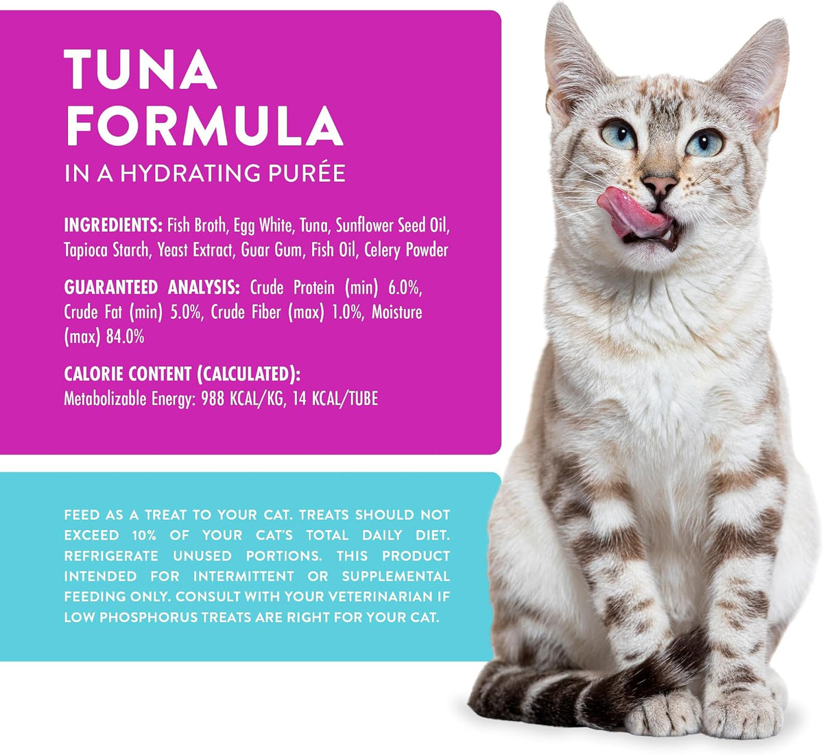 Close up of Weruva tuna formula lickable cat treat tube