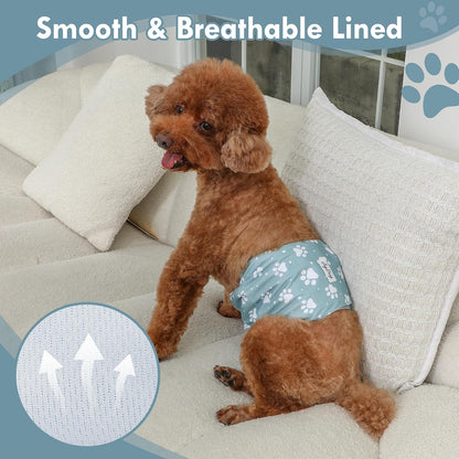 Elasticized edges on a premium washable male dog diaper wrap.