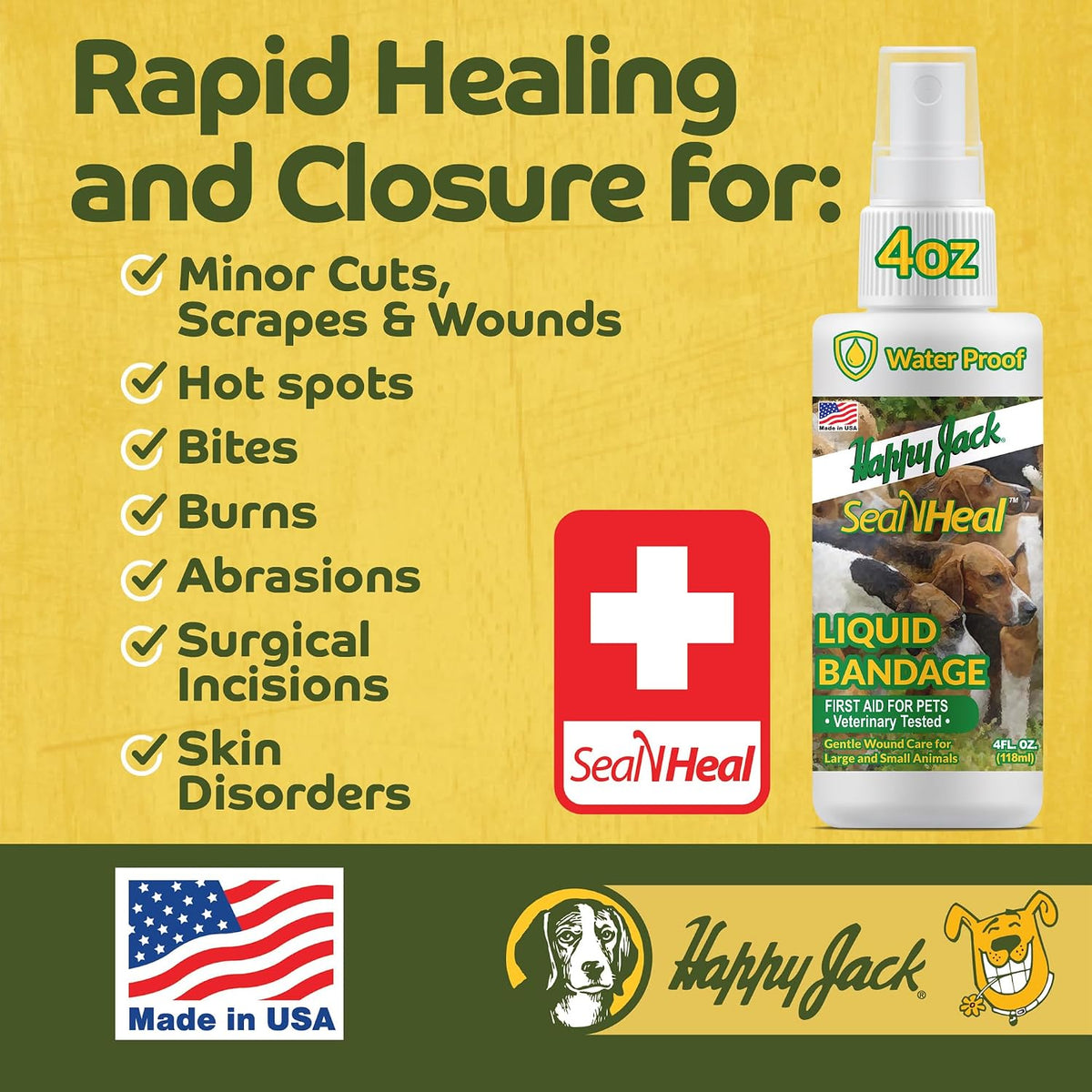 Happy Jack 4 fluid ounce wound care spray bottle close up