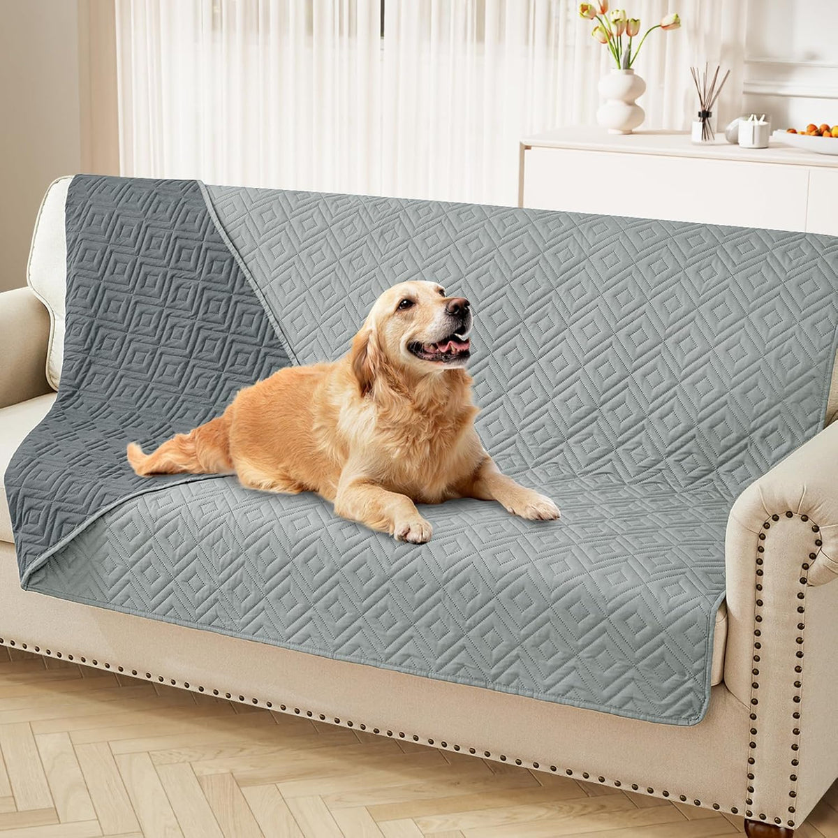 hyha Waterproof Dog Blanket, Soft Pet Bed Blankets, Waterproof Sofa Couch Cover for Dogs Washable, Reversible Pet Couch Covers for Sofa Furniture (30x70 Inch, Grey/Dark Grey) - Image 11