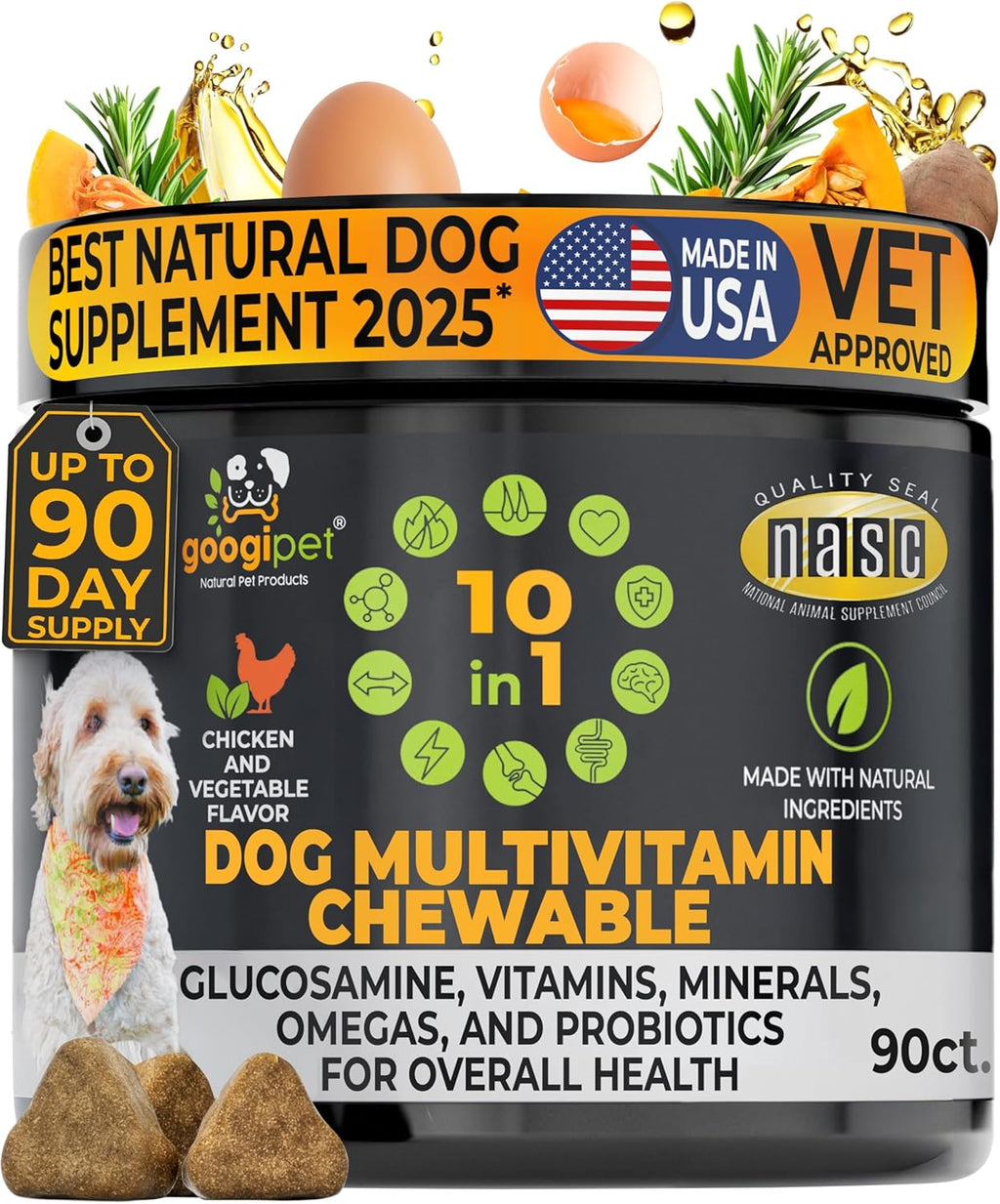 Googipet Probiotics for Dogs Digestive Health - Prebiotics and Probiotics Chews for Dog Yeast Infection Treatment + Digestive Enzymes - Dog Probiotics for Itchy Skin & Ears w/Papaya, Pumpkin, & Fiber - Image 10