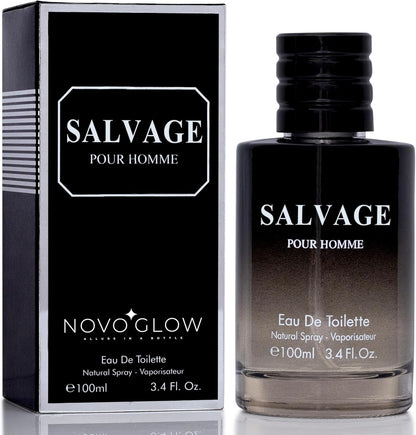 NovoGlow Salvage Pour Homme Eau de Toilette front bottle view with outer packaging box
