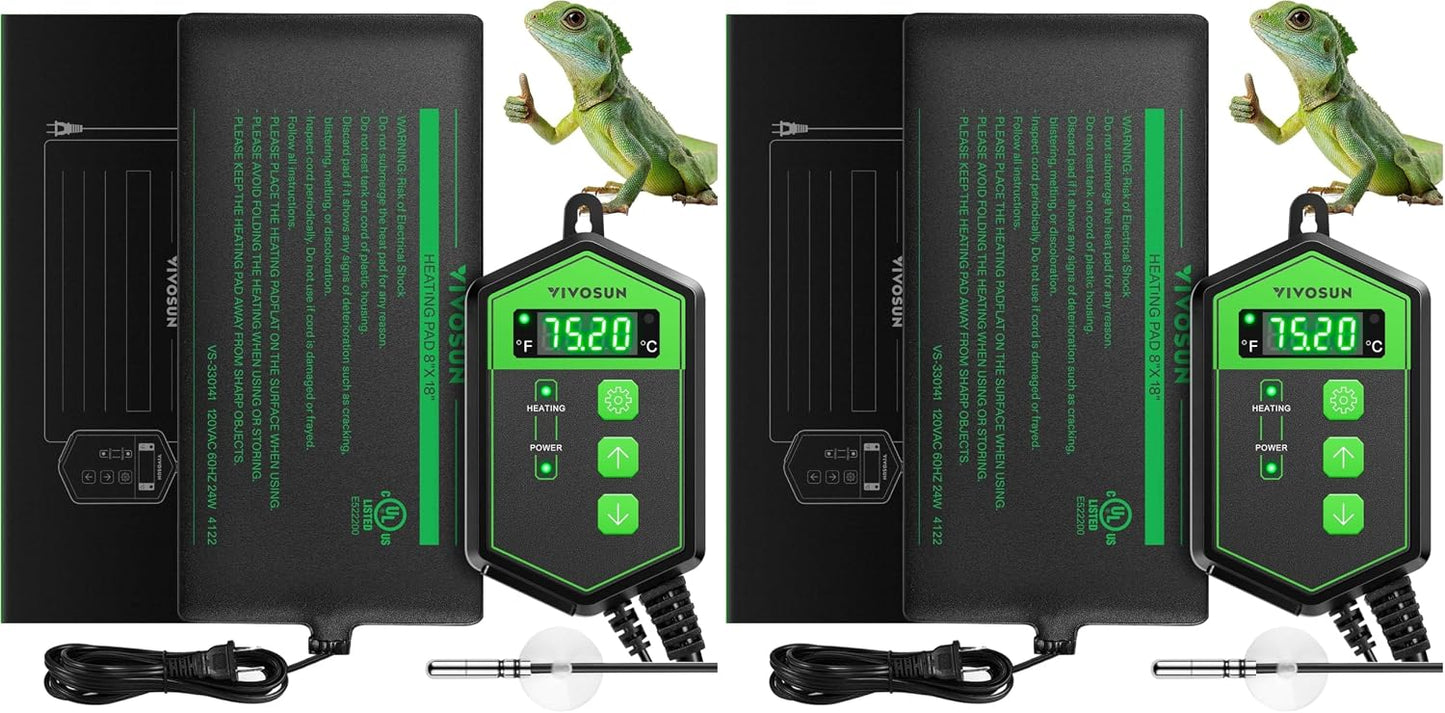 VIVOSUN Reptile Heating Pad 6x8 Inch with Thermostat Combo Under Tank Terrarium Heating Mat for Turtles, Lizards, Frogs, and Other Reptiles - Image 9