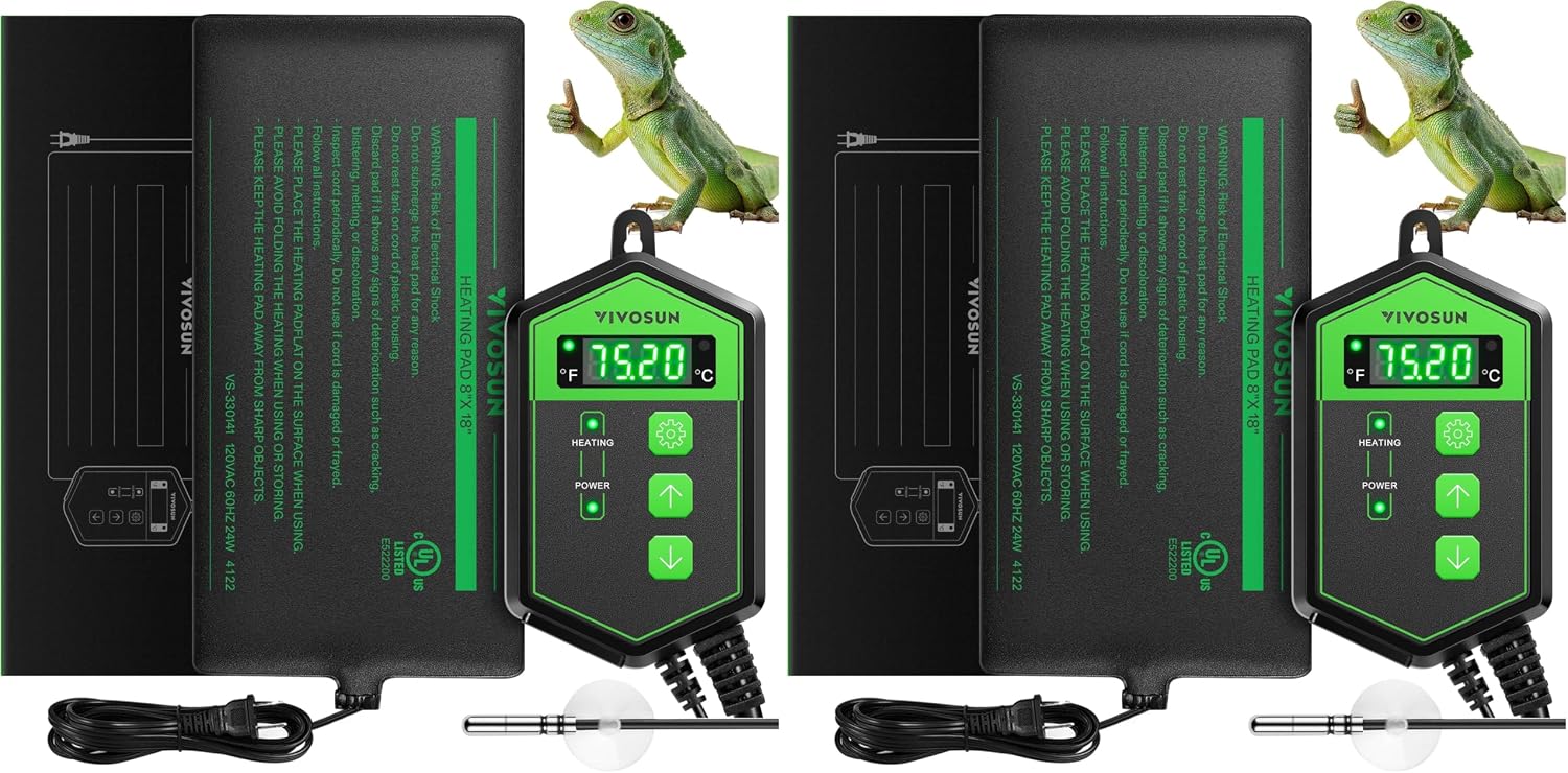 VIVOSUN Reptile Heating Pad 6x8 Inch with Thermostat Combo Under Tank Terrarium Heating Mat for Turtles, Lizards, Frogs, and Other Reptiles - Image 9