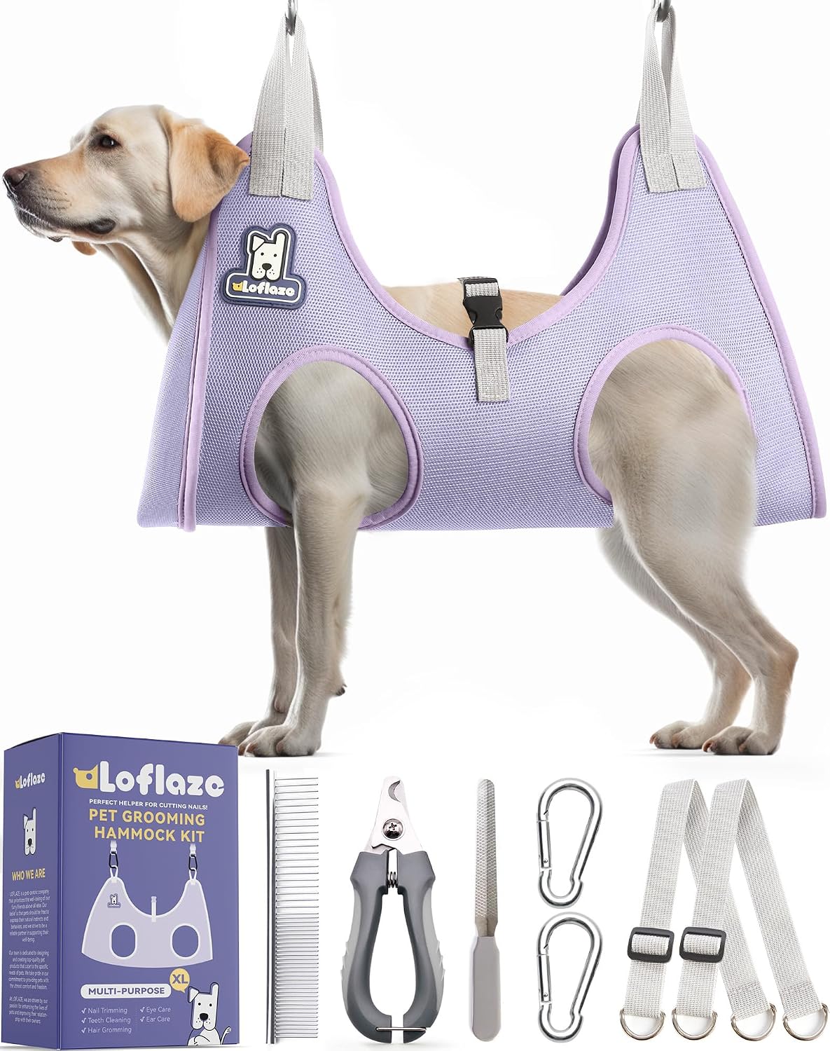 Loflaze Dog Grooming Hammock Harness for Dogs & Cats with Pet Nail Clipper Trimmer - Cat Hanger Sling for Trimming Clipping Nails- Dog Hammock Restraint Bag for Small Medium Large pet Grey S - Image 13