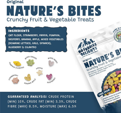 No Furries Delights fruit and vegetable pet snacks showing ingredient variety mix