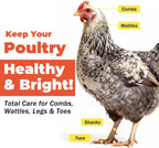 Close up label details of chicken respiratory health supplement
