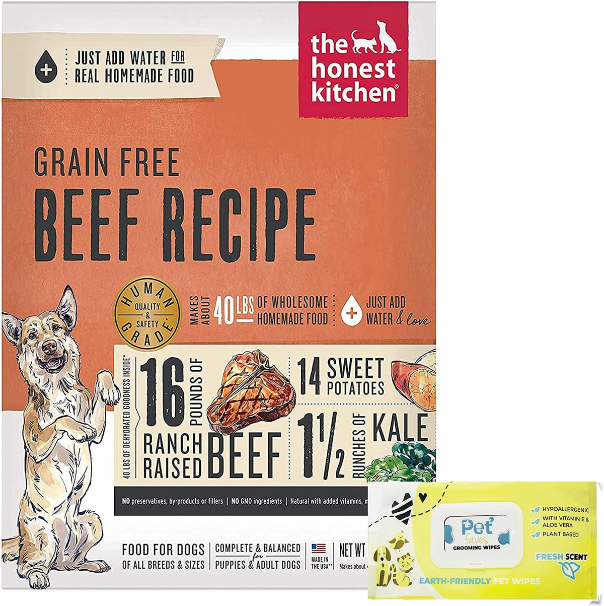 The Honest Kitchen Human Grade Dehydrated Grain Free Beef Dog Food front view