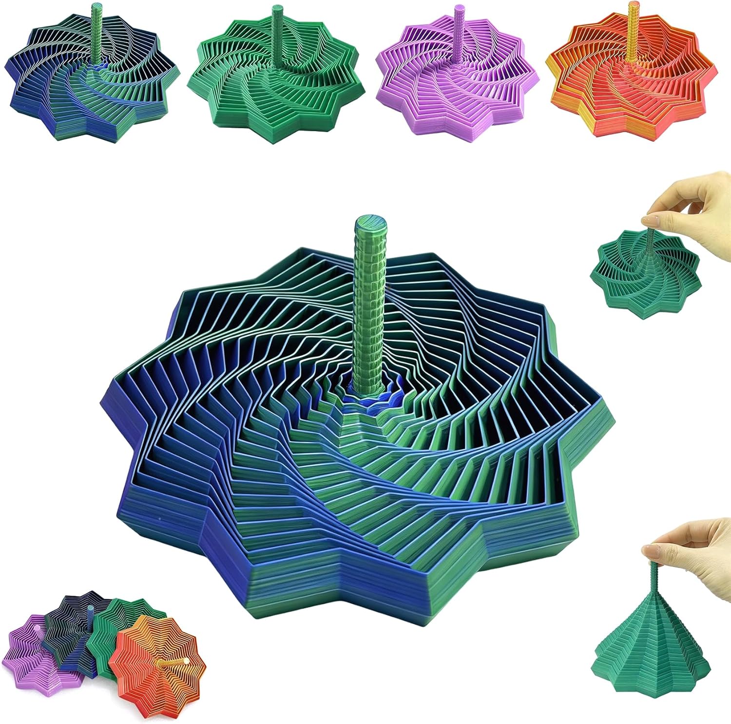 WJOVK 3D Printed Expanded Sensory Fidget Star front view showing compact hexagon shape.