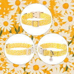 Adjustable strap detail of yellow daisy dog collar