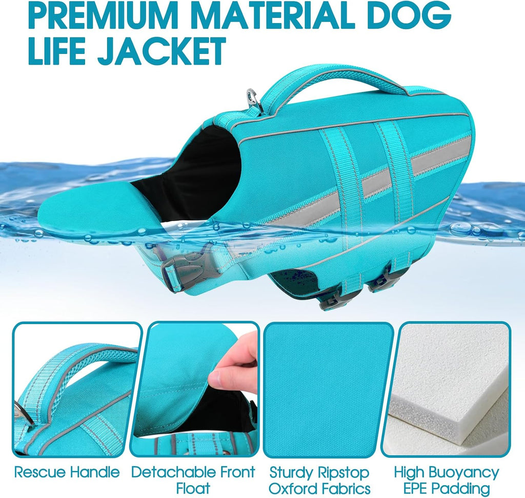 KAMA BRIDAL high buoyancy dog swimming vest side view showing reflective safety stripes