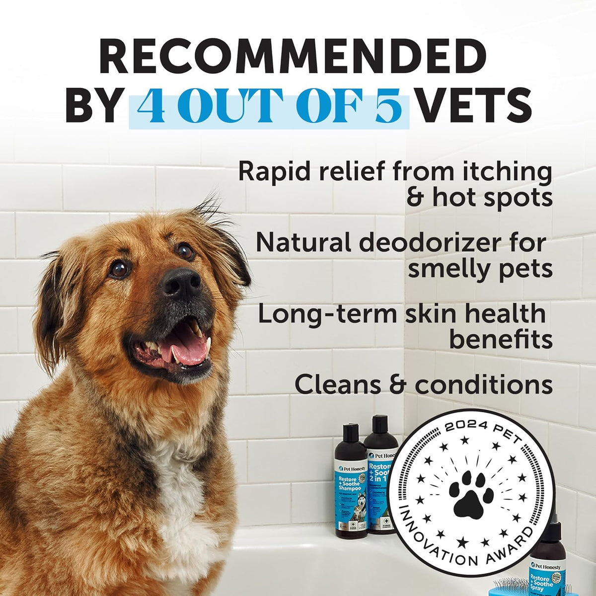 Pet Honesty dog and cat shampoo and conditioner back label showing directions for use.