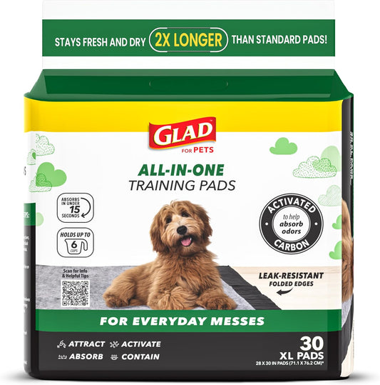 Glad Extra Large Charcoal Dog Training Pads front view of packaging