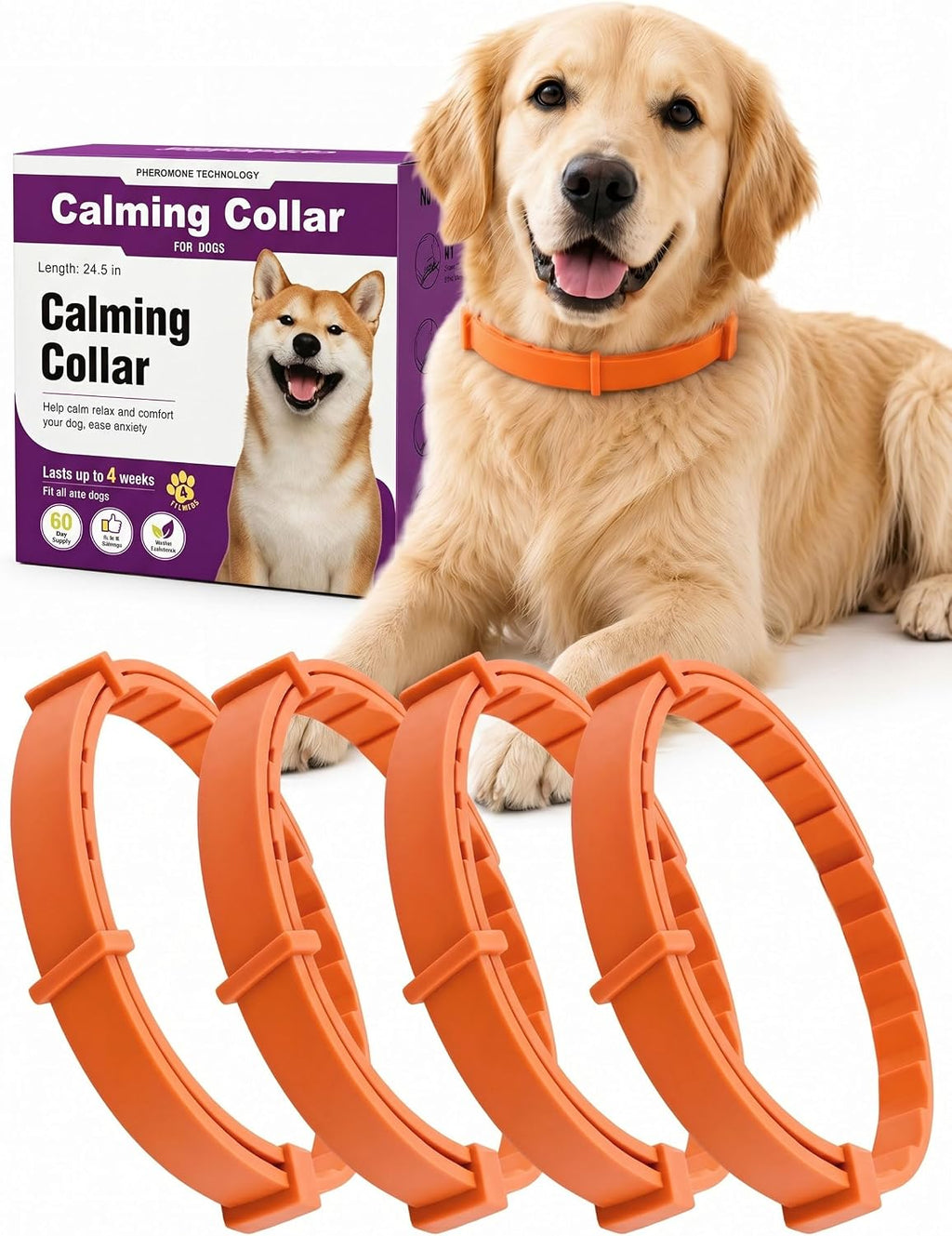 Calming Collar for Dogs 4 Pack, Waterproof Dog Calming Collar for Anxiety and Stress Relief, Long-Lasting 60-Day Pheromone Collars for Dog, Adjustable for Medium Big Dogs (Purple, Large) - Image 12