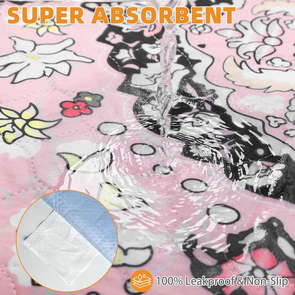 Kooltail reusable puppy training mats floral design