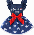 BAOBICUTE dog 4th of July dress front view featuring red bowknot