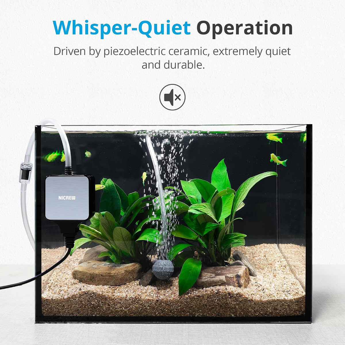 NICREW nano silent aquarium air pump front view