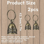 Two pack of retro brass pet tracking bells with heavy duty attachment keyrings.
