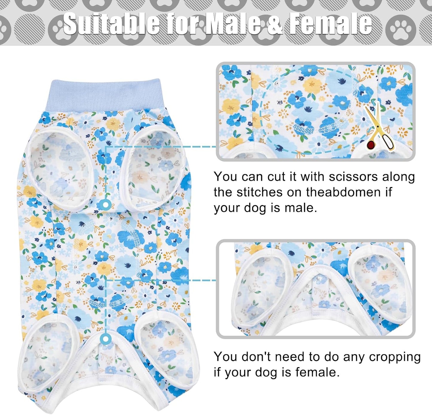 Elastic cotton pet recovery bodysuit after spayed surgery