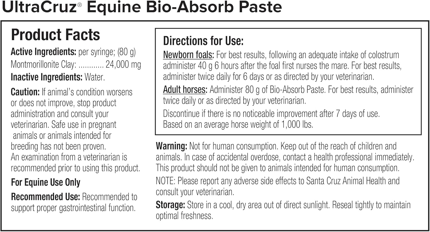 Authentic UltraCruz Equine Bio-Absorb Paste 60ml imported digestive supplement