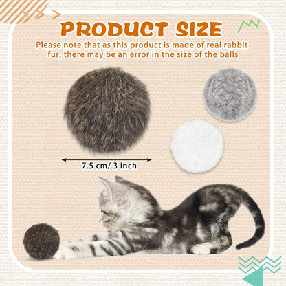 Leifide real fur kitten pom poms for active chasing and batting
