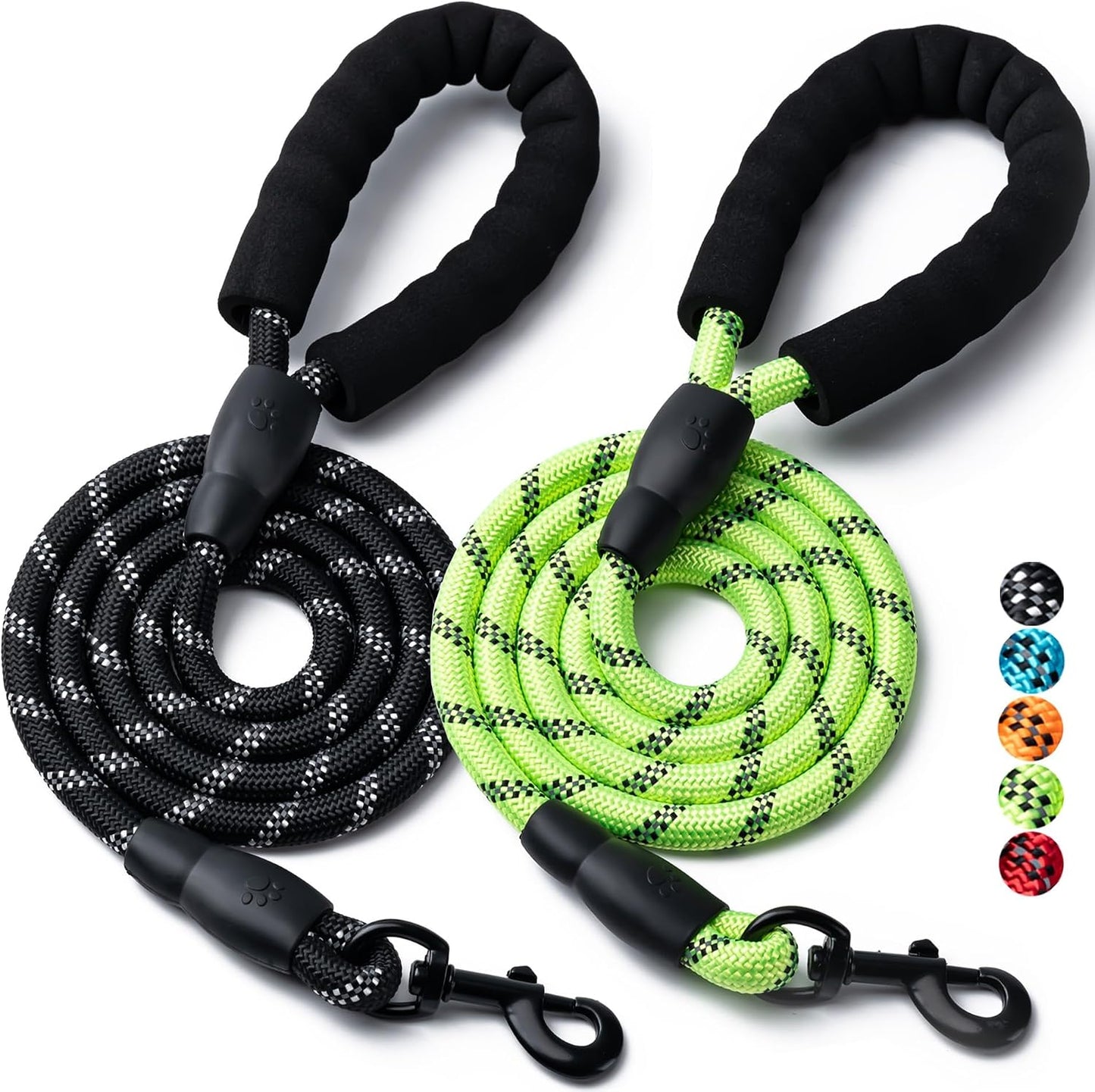 2 Pack Dog Leash, 4/5//6 FT Heavy Duty Nylon Rope Pet Leashes with Comfortable Padded Handle, Reflective Dog Leashes for Small Medium and Large Dogs (5FT-1/2,Black/Black) - Image 13