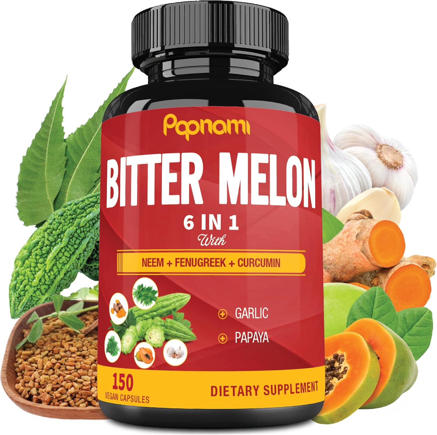 Papnami Organic Bitter Melon Extract Capsules front view