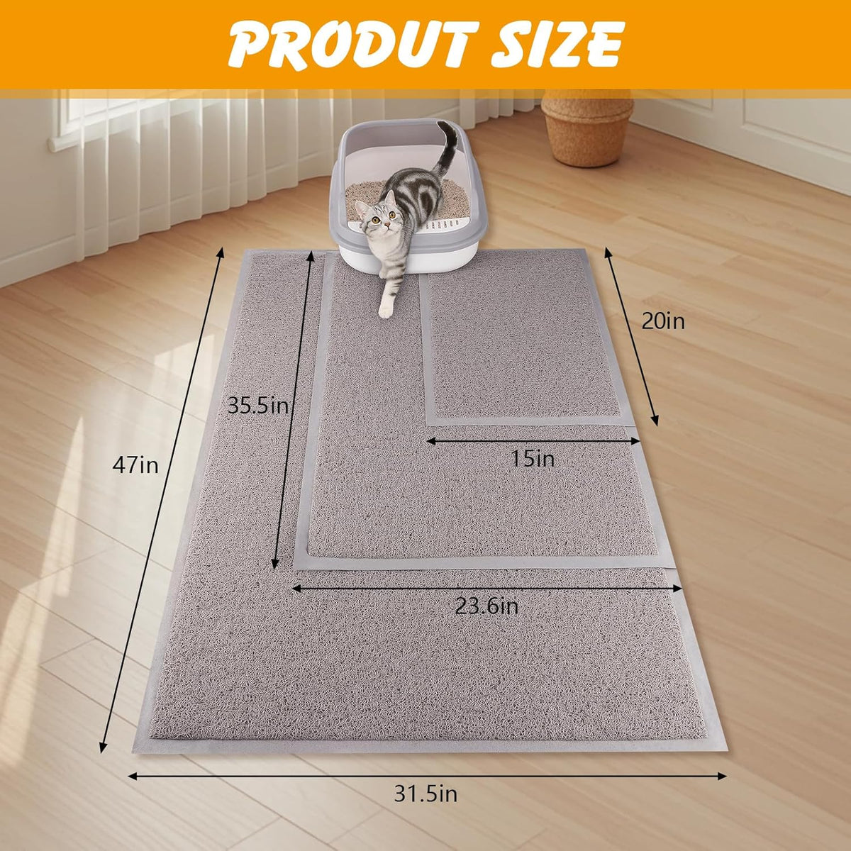 Close up view of the soft paw friendly PVC texture of the litter catcher.