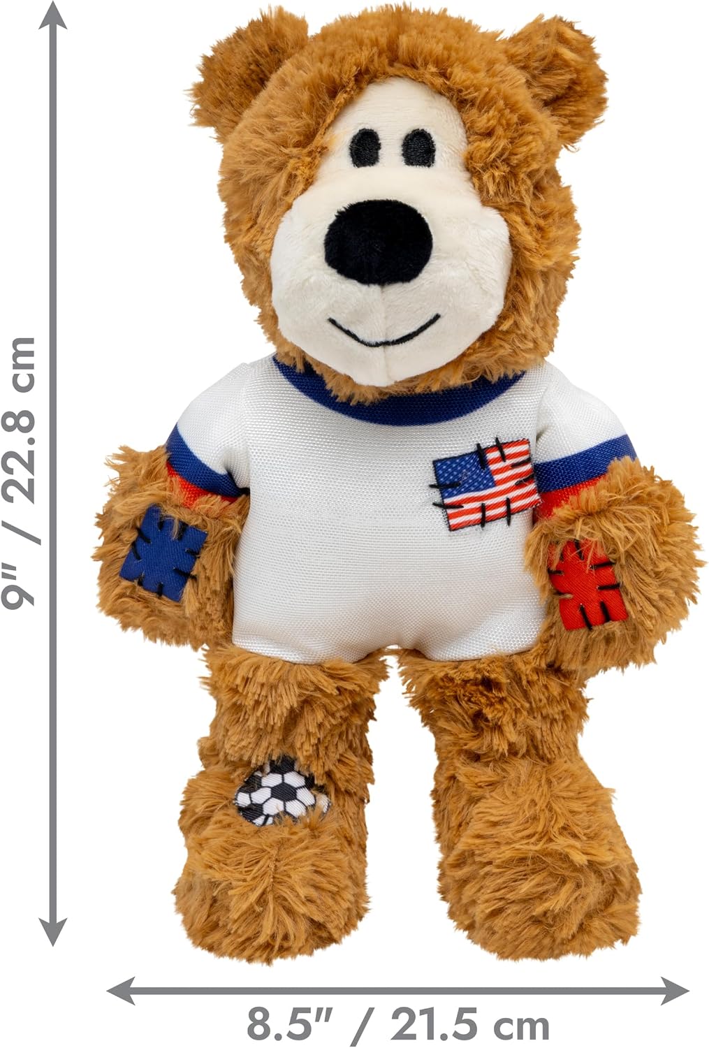 Close up of USA jersey detail on KONG Wild Knots dog toy