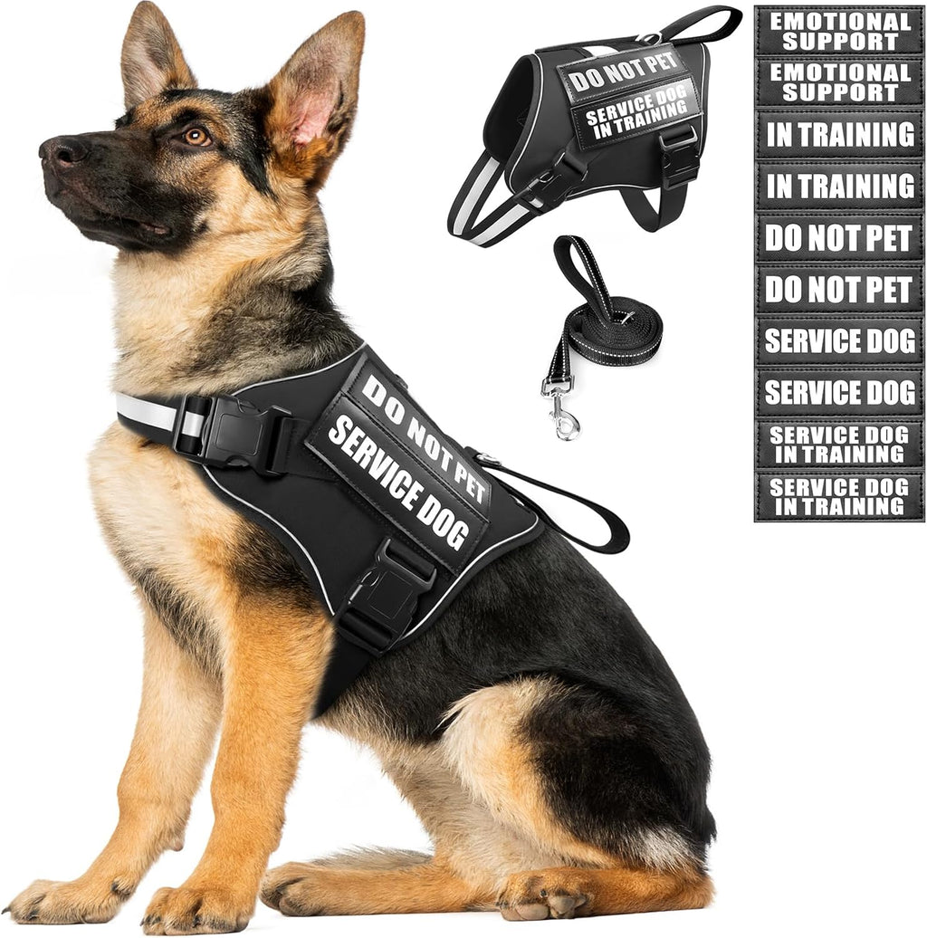 Service Dog Vest Harness and Leash Set+10 Patches,No Pull&Adjustable Reflective Dog Harness with Soft Padded Handle for Training/Everyday,Fit Small/Medium/Large/Extra-Large Dogs(Red M) - Image 11