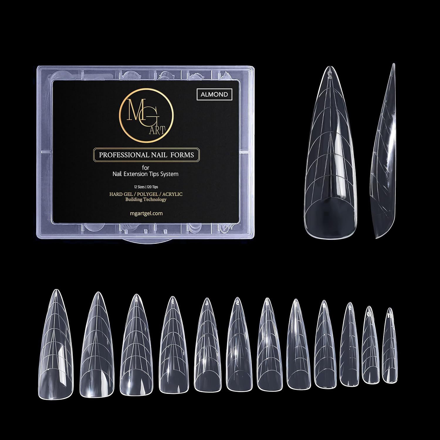 MGART Almond Dual Nail Forms set front view packaging