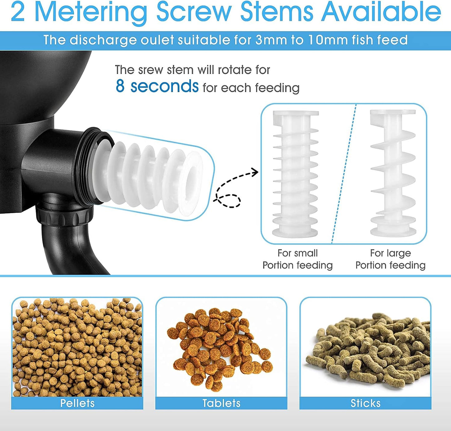 Side view of the automatic Koi fish feeding machine mounted securely on flat ground.