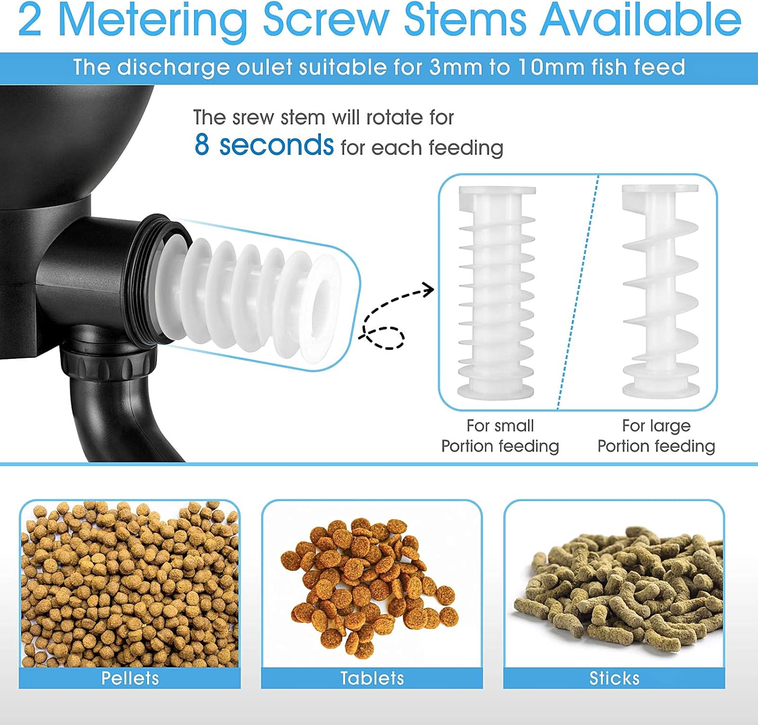 Side view of the automatic Koi fish feeding machine mounted securely on flat ground.