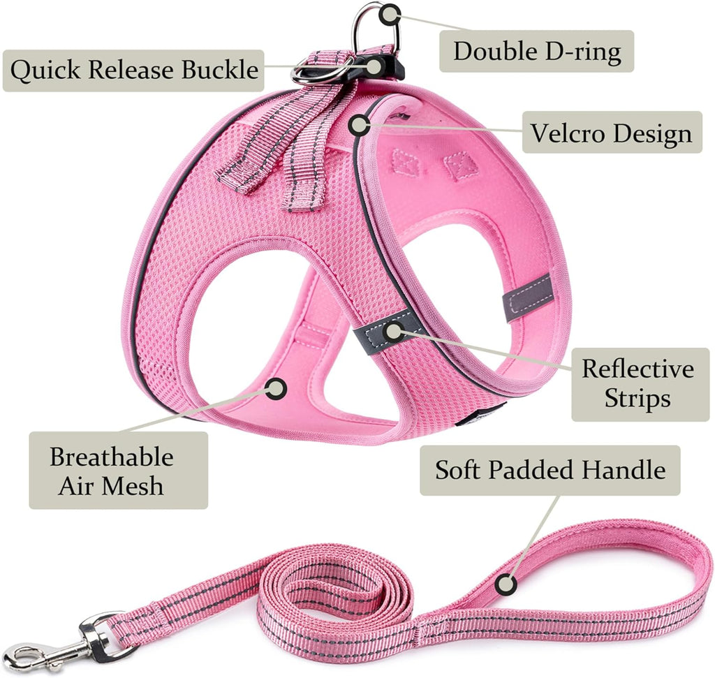 BOOMIBOO no pull pet harness pink extra small showing dual metal rings