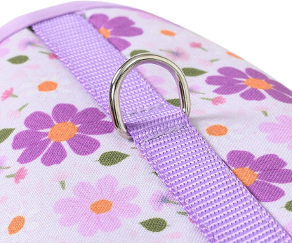 Stainless steel D-ring on Mile High Life floral harness
