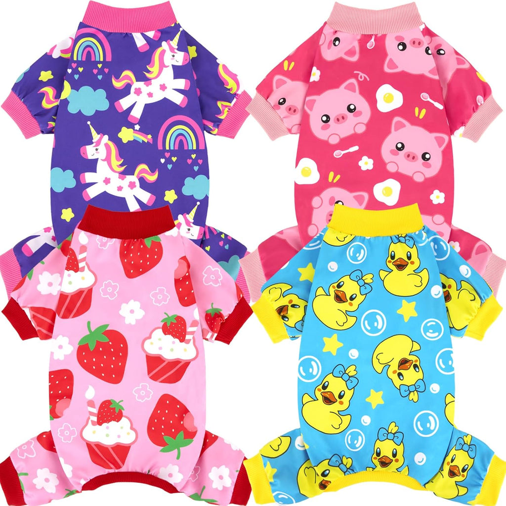 XPUDAC 4 Pack Dog Pajamas Soft Strechy Summer Doggie Clothes for Small Medium Dogs Boy Girl Dog Onesie Puppy Pjs Cat Apparel-Medium - Image 10