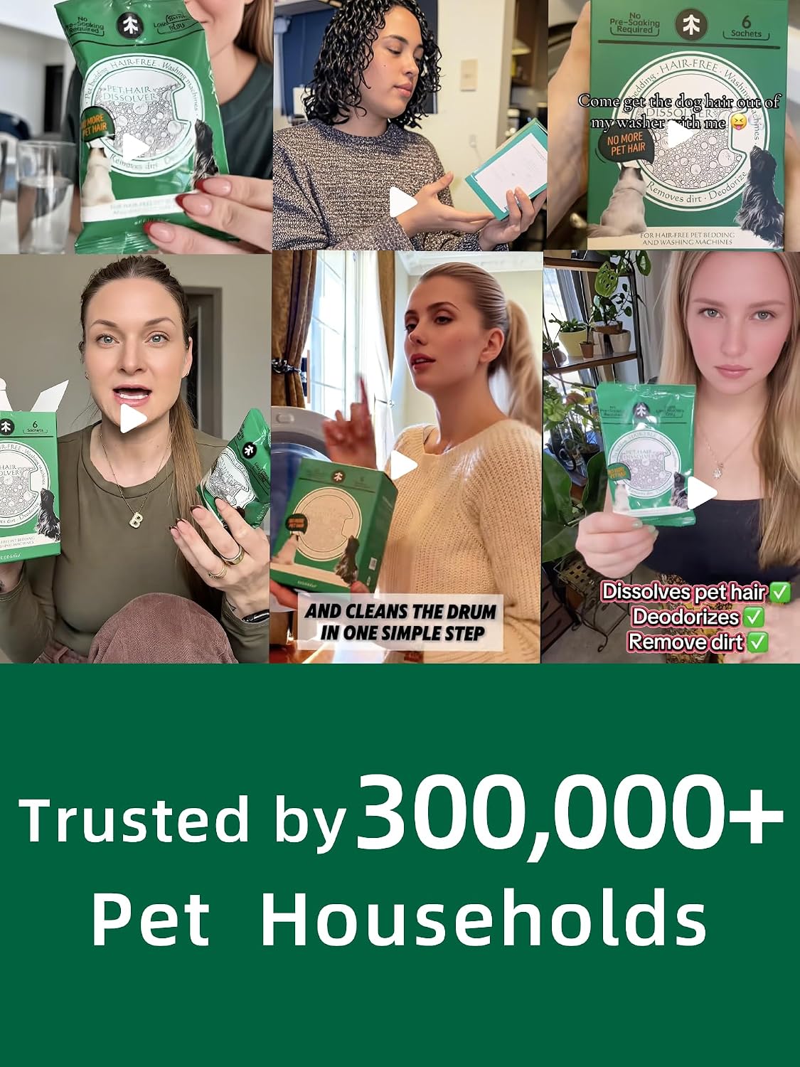 Close up of Seedshub pet hair remover sachets for laundry