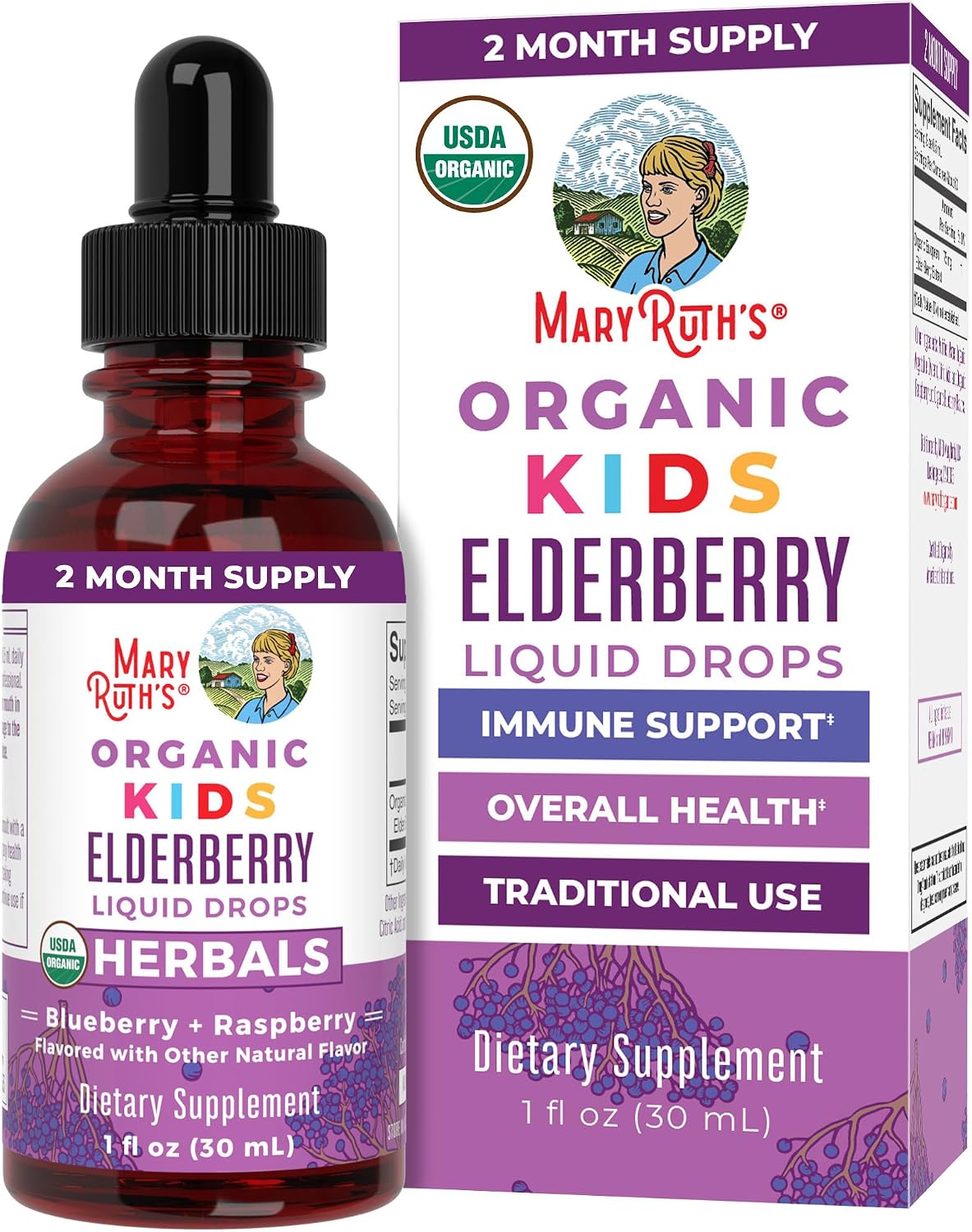 MARYRUTH'S Organic Elderberry Liquid Drops for Adults & Kids, Immunity, 1oz - Image 12