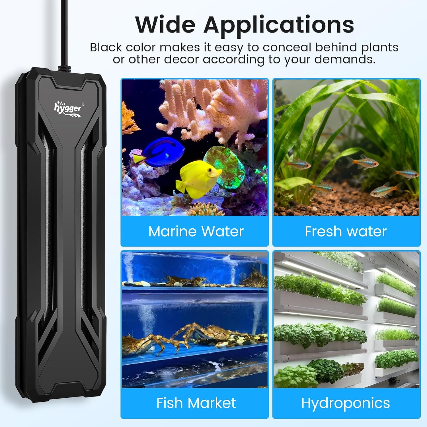 hygger 300W Aquarium Heater, Upgraded Submersible Fish Tank Heater with Dual Protection System & LED Digital Display, with Automatic Power-Off Function, for 40-80 Gallons Freshwater and Saltwater Tank - Image 9